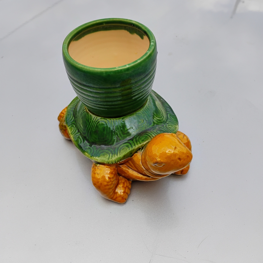 Green and Orange Turtle Planter
